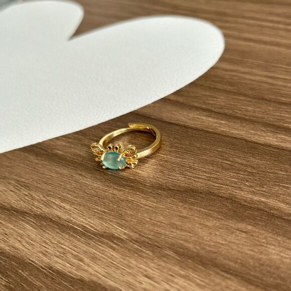 Anthropologie Gold Ring with Blue Gemstone Crab - Picture 3 of 5